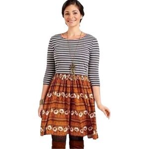 Matilda Jane Winsome Navy Stripe Floral Skirt Dress Size Medium